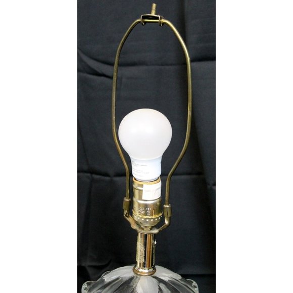 Vtg Frosted Glass Roses Clear Glass 25" Table Lamp No Shade - Picture 10 of 11